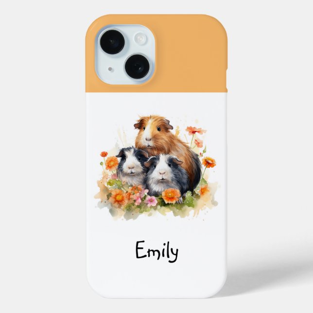 Guinea Pigs Flowers Cute Whimsical Personalised Case-Mate iPhone Case (Back)