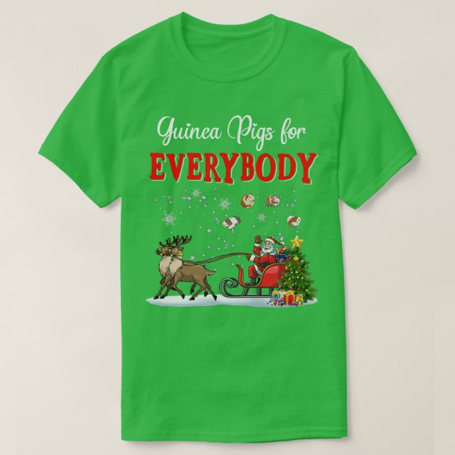 Guinea Pigs For Everybody Funny Santa Sleigh Reind T-Shirt (Design Front)