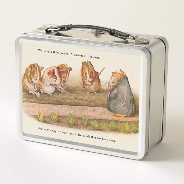 Guinea Pigs Gardening Song Metal Lunch Box (Back)