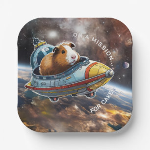 Guinea Pigs in Space! Retro Astronaut Explorer Paper Plate