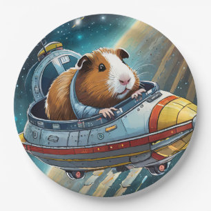 Guinea Pigs in Space, Retro Astronaut Paper Plate