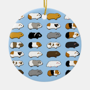 Guinea pigs many blue ceramic tree decoration