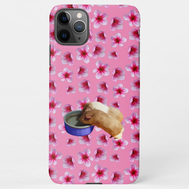 Guinea Pigs On Pink Blossoms,  iPhone Case (Back)