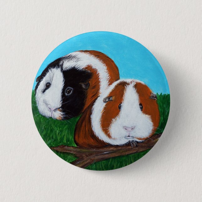 Guinea Pigs Painting 6 Cm Round Badge (Front)