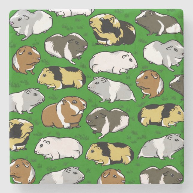 Guinea pigs pattern stone coaster (Front)