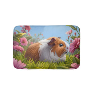 Guinea Pig's Pink Flower Paradise Bath Mat