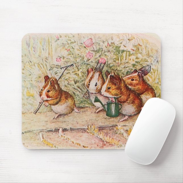 Guinea Pigs Planting in the Garden Mouse Pad (With Mouse)
