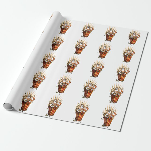 Guinea Pigs Popcorn Wrapping Paper (Unrolled)