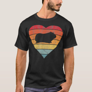 Guinea Pigs Vintage Heart Retro Sunset Pet Rodent T-Shirt