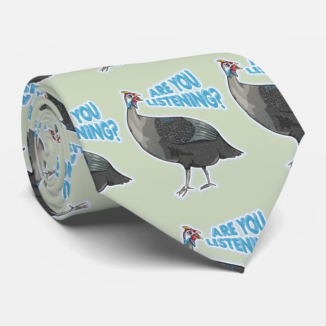 Guineafowl Funny loud bird cartoon Tie (Rolled)