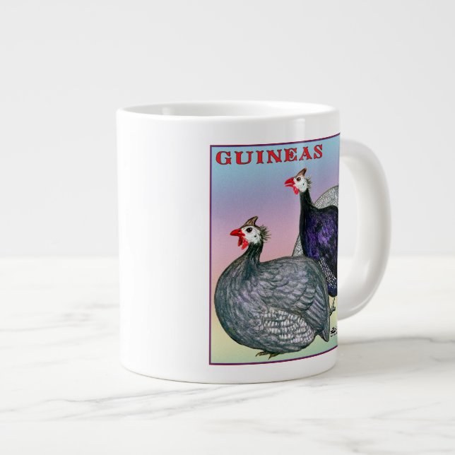 Guineas Three Fowl Large Coffee Mug (Front Right)