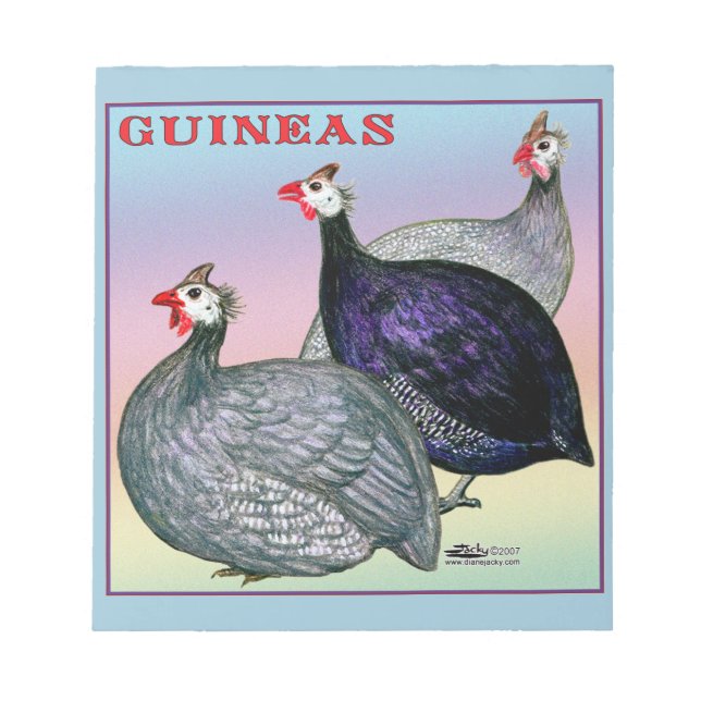 guineas Three Fowl Notepad (Front)