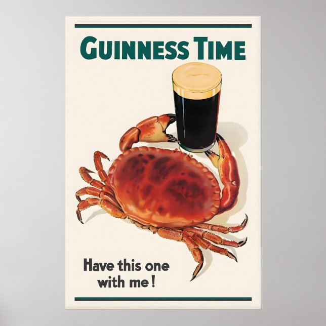 Guinness Time Crab Poster Print  John Gilroy Irish (Front)
