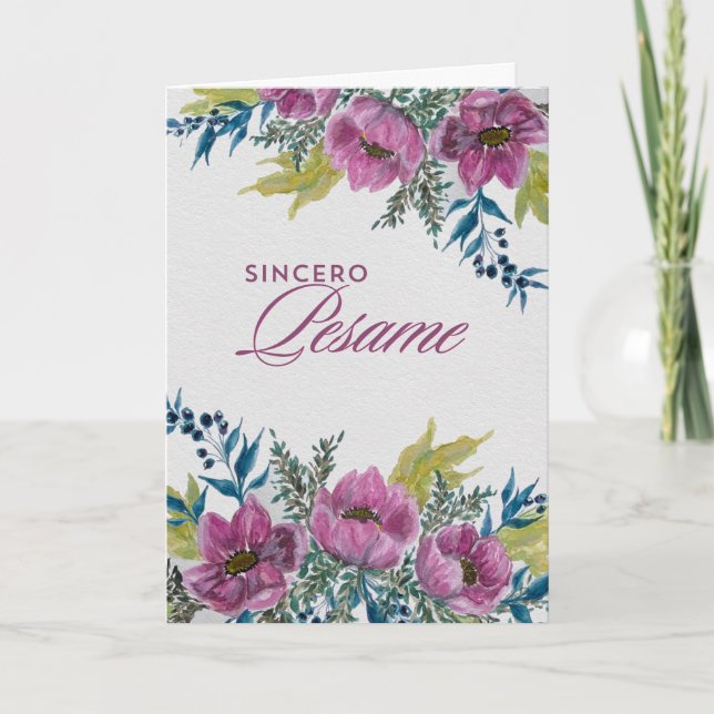 Guirnalda de Anémonas Rosas Tarjeta de Condolencia Card (Front)