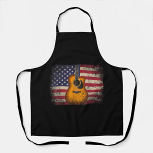 Guitar 4th of July Gift American Flag USA - Countr Apron