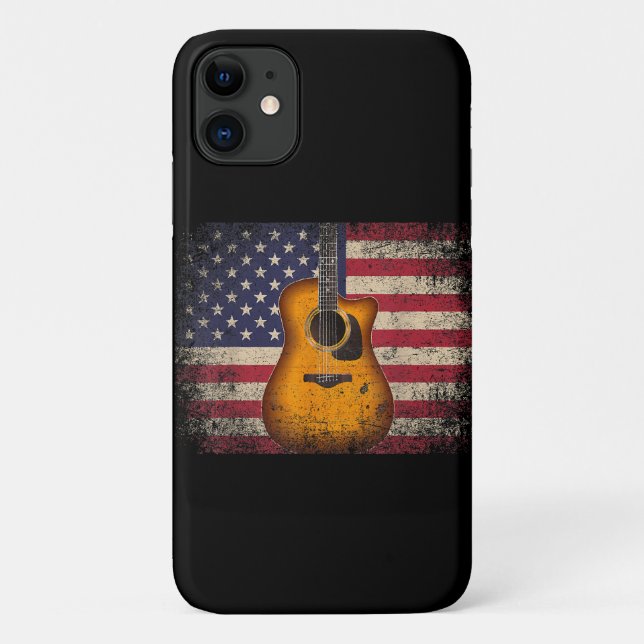 Guitar 4th of July Gift American Flag USA - Countr Case-Mate iPhone Case (Back)