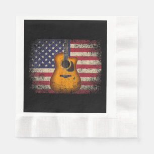 Guitar 4th of July Gift American Flag USA - Countr Napkin