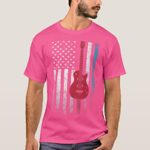 Guitar 4th of July Gift American Flag USACountry M T-Shirt