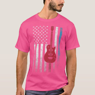 Guitar 4th of July Gift American Flag USACountry M T-Shirt