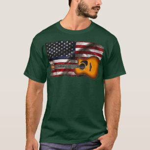 Guitar 4th of July Gifts American Flag USACountry T-Shirt