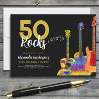 Guitar 50 rocks 50th birthday party