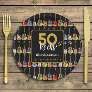 Guitar 50th Birthday Party Custom Paper Plate