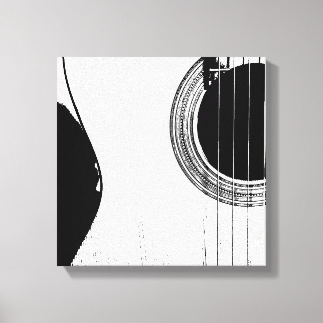 Guitar Abstract Modern Black and White Canvas Print (Front)