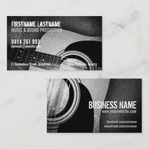 Guitar Acoustic Grunge Music Business card