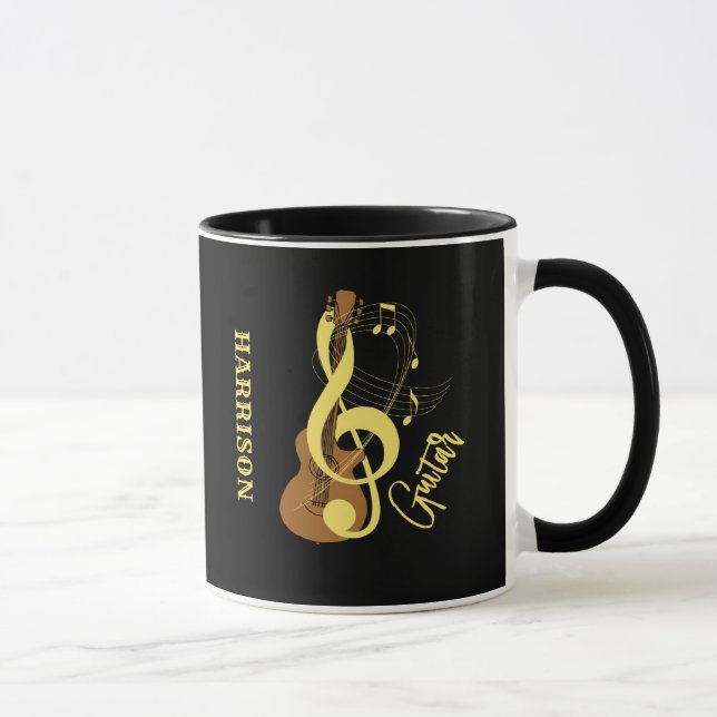 Guitar Acoustic Music Notes Personalised Mug (Right)