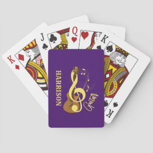Guitar Acoustic Music Notes Personalised Playing Cards