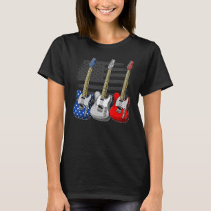 Guitar American Flag Usa Country Music Family 4th T-Shirt