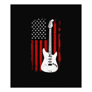 Guitar American US Flag Music Player Electric Guit Photo Print
