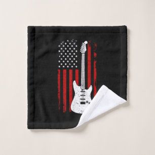 Guitar American US Flag Music Player Electric Guit Wash Cloth