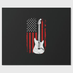Guitar American US Flag Music Player Electric Guit Wrapping Paper
