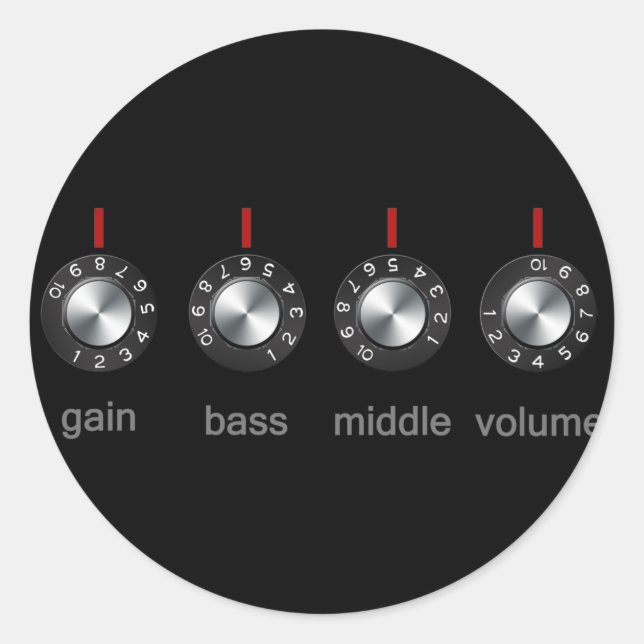 Guitar Amp Knobs Classic Round Sticker (Front)