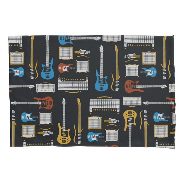 GUITAR AND AMPLIER PATTERN PILLOWCASE (Front)