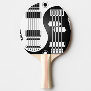 Guitar and Bass Yin Yang White and Black Ping Pong Paddle