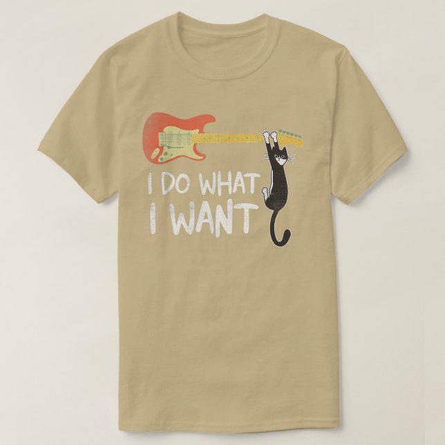 Guitar and Cat Lover gifts, Meowy I do what i want T-Shirt (Design Front)