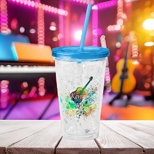 Guitar and chords splatter personalised   acrylic tumbler