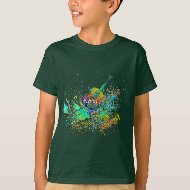 Guitar and chords splatter personalised T-Shirt (Front)