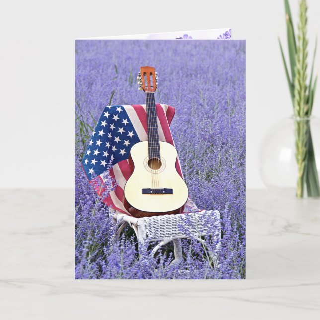 Guitar and Flag on Chair Friendship Card (Front)