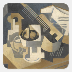 Guitar and Fruit Bowl on a Table, 1918 Square Sticker