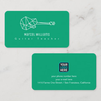 Guitar and Logo Musician Green-Blue  Business Card