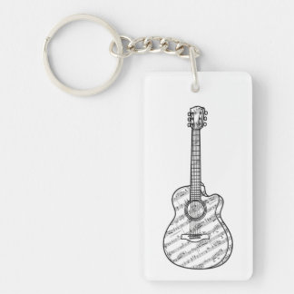 Guitar and Music Notes  Key Ring