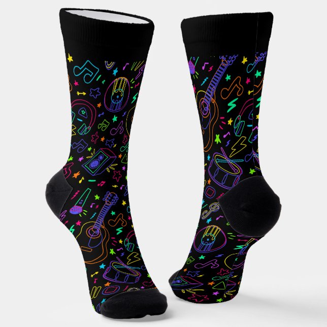 Guitar and Music Notes Socks (Angled)