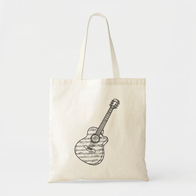Guitar and Music Notes Tote Bag (Front)