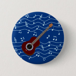 guitar and musical notes button