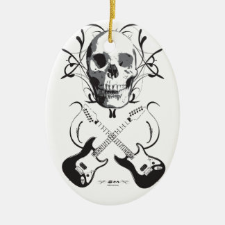 Guitar and Skull Design Ceramic Tree Decoration
