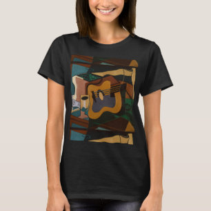 Guitar And Wine Abstract Painting T-Shirt