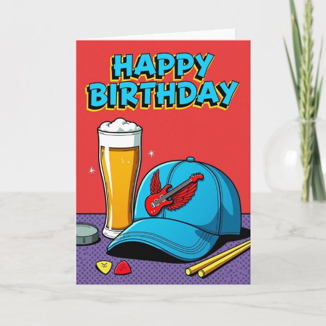 Guitar Art Birthday Card (Front)